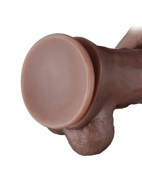 LoveToy - Dubbellaagse siliconen dildo 29.5 cm (Ø 5.5 cm) - Bruin