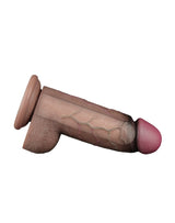 LoveToy - Dubbellaagse siliconen dildo XXL 24.6 cm (Ø 7 cm) - Bruin