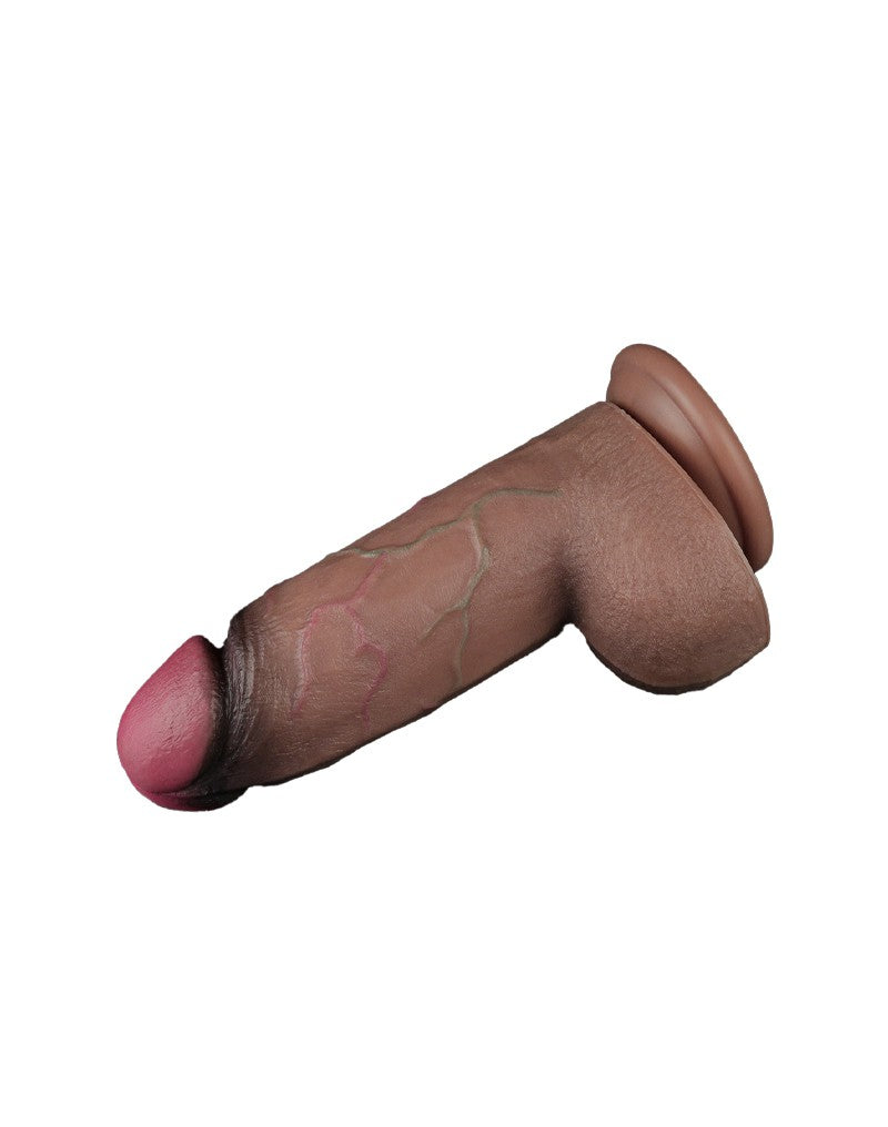 LoveToy - Dubbellaagse siliconen dildo XXL 24.6 cm (Ø 7 cm) - Bruin