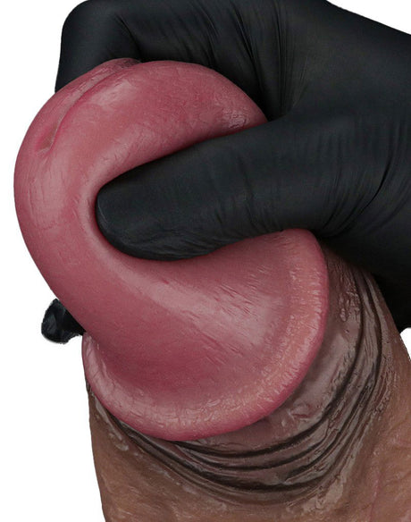 LoveToy - Dubbellaagse siliconen dildo XXL 28 cm (Ø7.4 cm) - Bruin