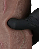 LoveToy - Dubbellaagse siliconen dildo XXL 31 cm (Ø7.6 cm) - Bruin