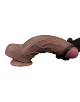 LoveToy - Dubbellaagse siliconen dildo XXL 31 cm (Ø7.6 cm) - Bruin