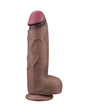 LoveToy - Dubbellaagse siliconen dildo XXL 31 cm (Ø7.6 cm) - Bruin