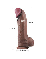 LoveToy - Dubbellaagse siliconen dildo XXL 33 cm (Ø5,5 cm) - Bruin