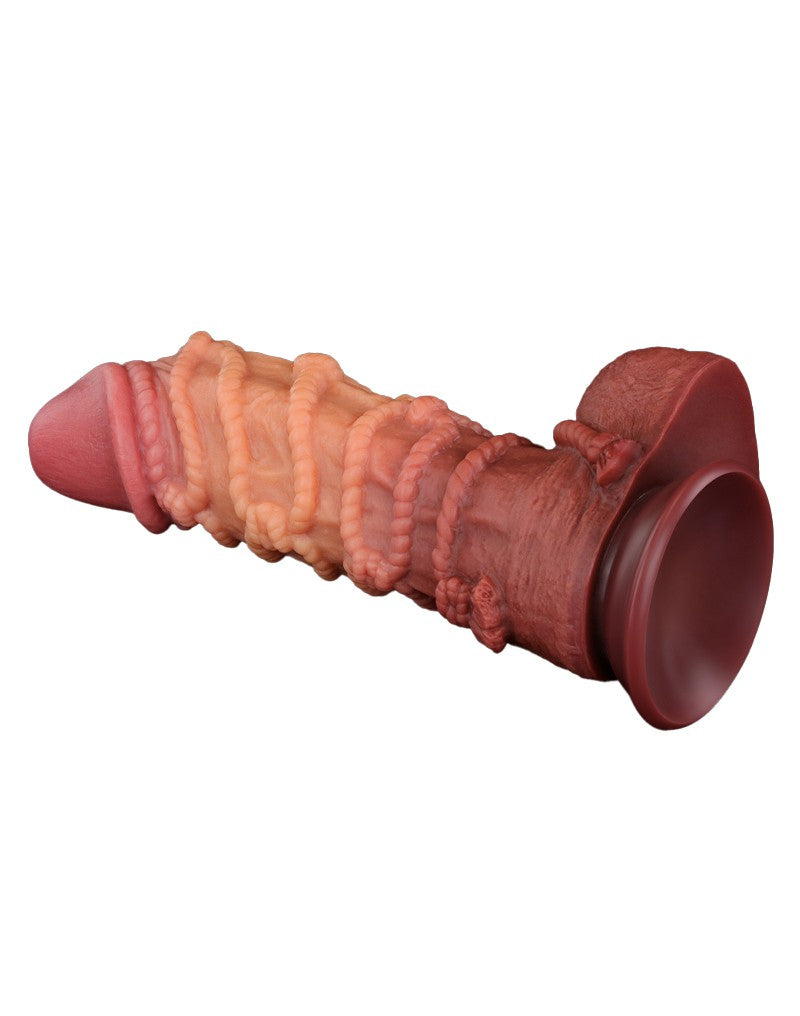 LoveToy - Extreme Dildo met Touw Motief 26.5 cm - Bruin & Nude