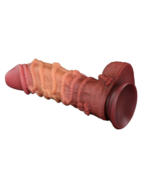LoveToy - Extreme Dildo met Touw Motief 26.5 cm - Bruin & Nude