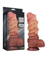 LoveToy - Extreme Dildo met Touw Motief 26.5 cm - Bruin & Nude