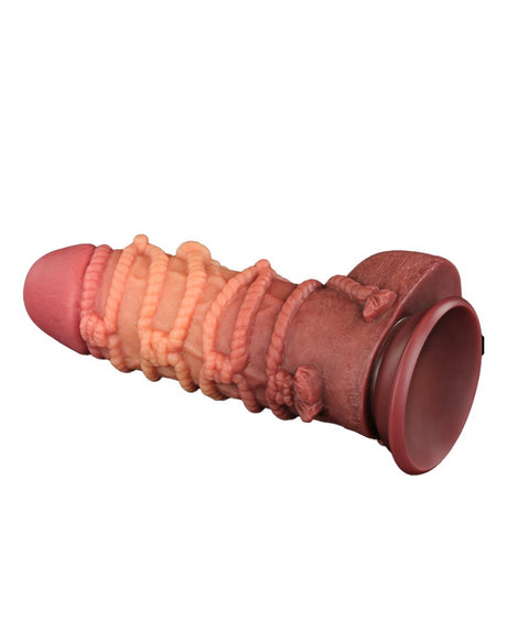 LoveToy - Extreme Dildo met Touw Motief 24 cm - Bruin & Nude