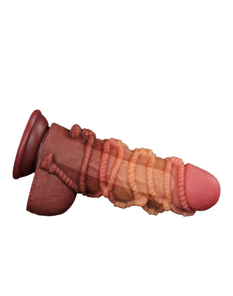 LoveToy - Extreme Dildo met Touw Motief 24 cm - Bruin & Nude