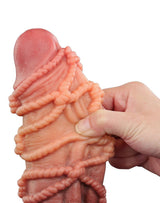 LoveToy - Extreme Dildo met Touw Motief 24 cm - Bruin & Nude