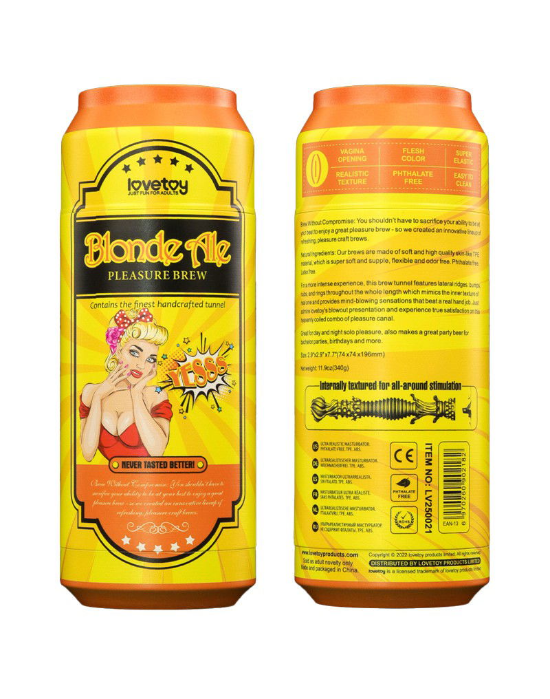 LoveToy - Pleasure Brew Blonde Ale Vagina Masturbator - Nude & Geel