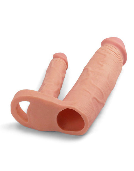 LoveToy - Pleasure X Tender Double Penis Sleeve + 5 cm - Nude
