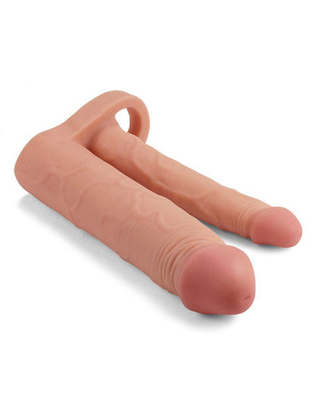 LoveToy - Pleasure X Tender Double Penis Sleeve + 5 cm - Nude