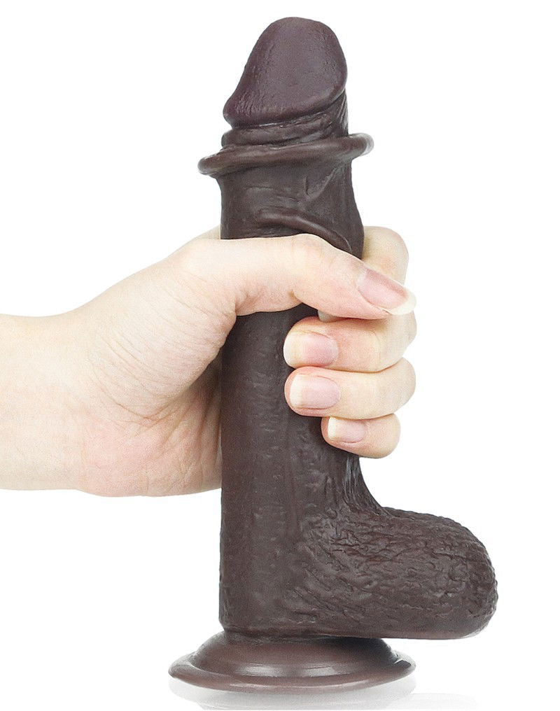 LoveToy - Sliding Skin Dildo 17.5 cm - Zwart
