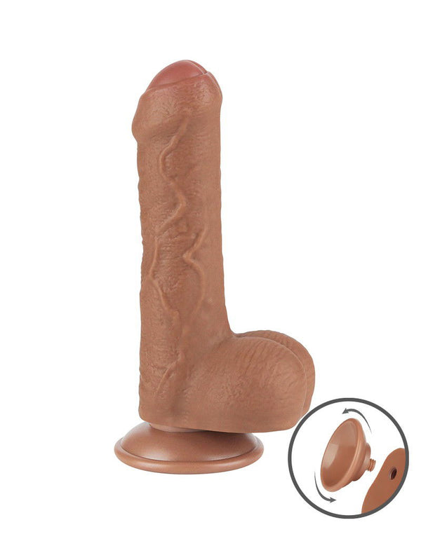 LoveToy - Sliding Skin Dildo 18,3 cm (Ø 3,5 cm) - Bruin