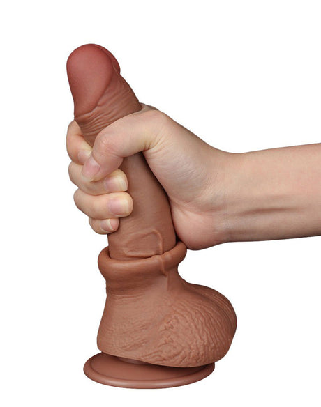 LoveToy - Sliding Skin Dildo 19,5 cm (Ø 3,5 cm) - Bruin