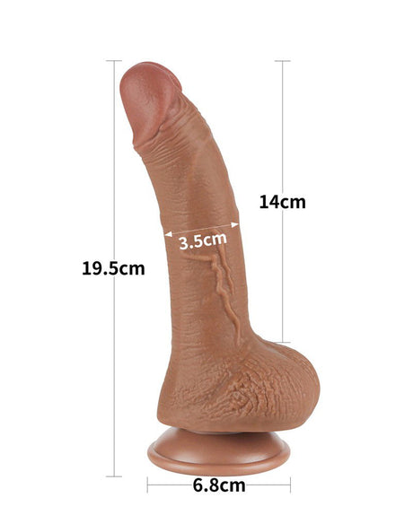 LoveToy - Sliding Skin Dildo 19,5 cm (Ø 3,5 cm) - Bruin