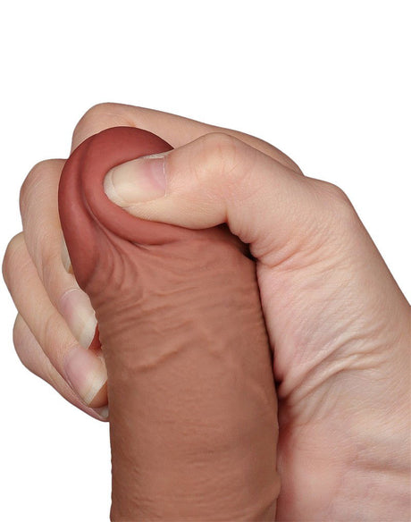 LoveToy - Sliding Skin Dildo 19,5 cm (Ø 3,5 cm) - Bruin