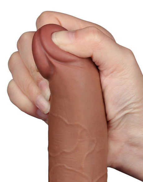 LoveToy - Sliding Skin Dildo 19,5 cm (Ø 3,6 cm) - Bruin