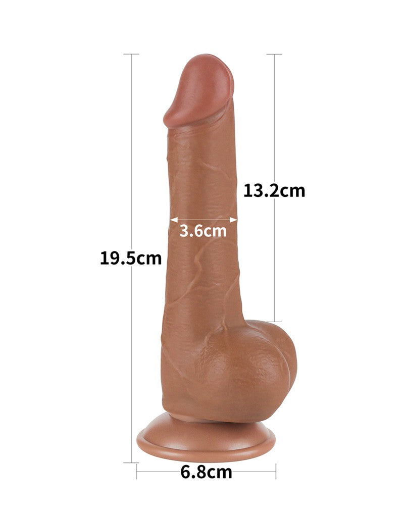 LoveToy - Sliding Skin Dildo 19,5 cm (Ø 3,6 cm) - Bruin