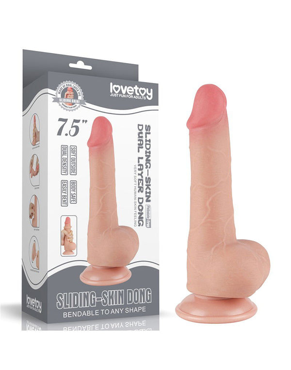 LoveToy - Aftrekbare dildo 19.5 cm (Ø 3.6 cm) - Nude