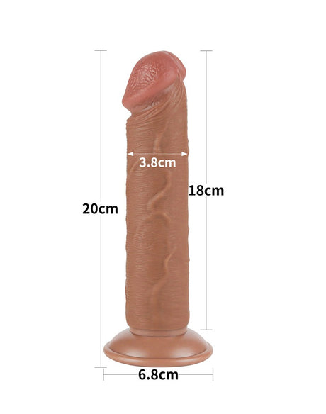 LoveToy - Sliding Skin Dildo 20 cm (Ø 3,8 cm) - Bruin