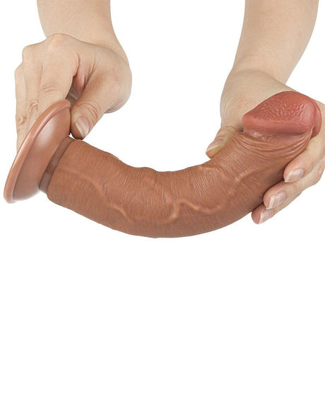 LoveToy - Sliding Skin Dildo 20 cm (Ø 3,8 cm) - Bruin