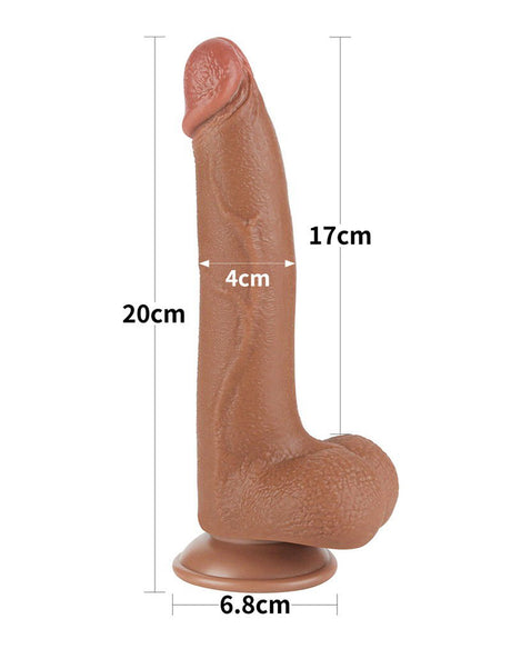 LoveToy - Sliding Skin Dildo 20 cm (Ø 4 cm) - Bruin