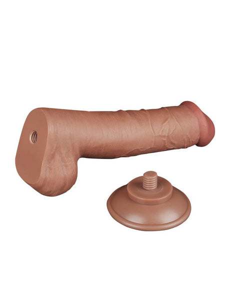 LoveToy - Sliding Skin Dildo 20,8 cm (Ø 4 cm) - Bruin