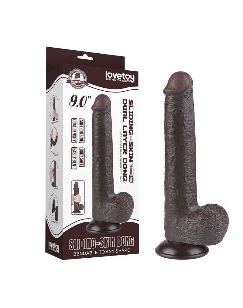 LoveToy - Aftrekbare dildo 22 cm (Ø 3,7 cm) - Zwart