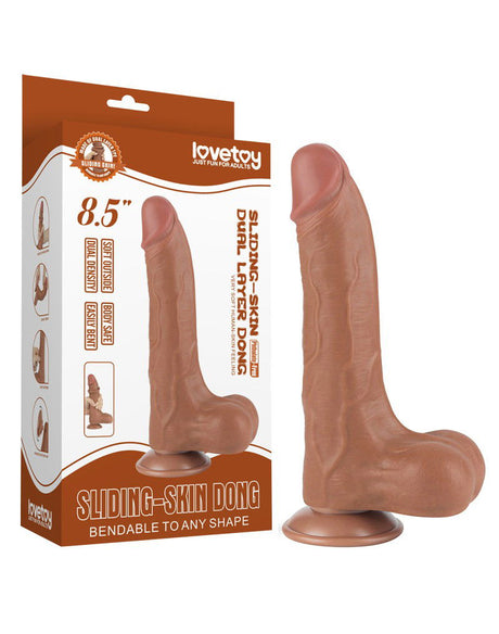 LoveToy - Sliding Skin Dildo 22 cm (Ø 4,3 cm) - Bruin