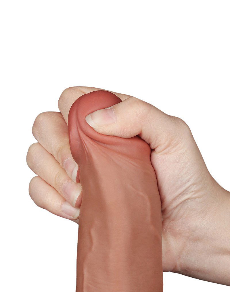 LoveToy - Sliding Skin Dildo 22 cm (Ø 4,3 cm) - Bruin