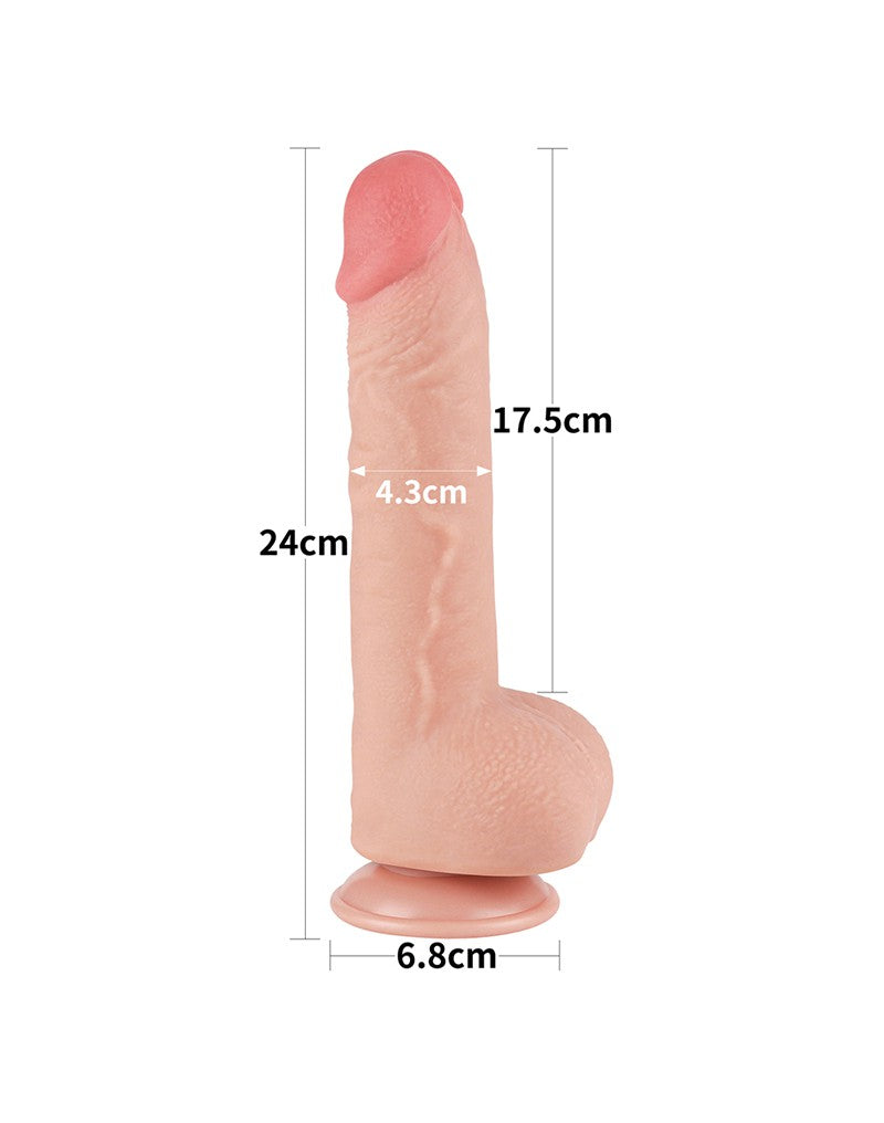 LoveToy - Glijdende Huid Dildo 24 cm (Ø 4.3 cm) - Nude