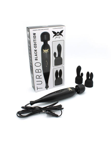 Pixey - Pixey Turbo - Wand Vibrator met 2 Opzetstukken - Zwart