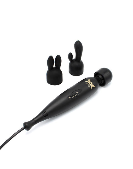 Pixey - Pixey Turbo - Wand Vibrator met 2 Opzetstukken - Zwart