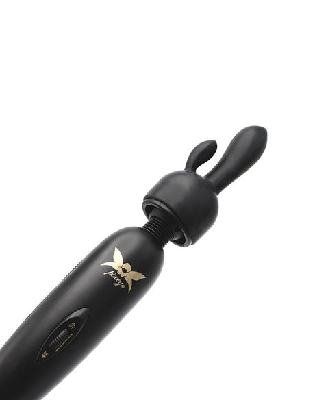 Pixey - Pixey Turbo - Wand Vibrator met 2 Opzetstukken - Zwart