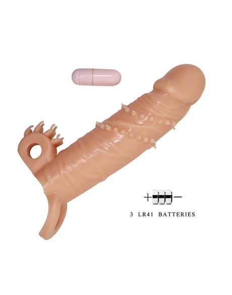 Pretty Love - Connor - Penis Sleeve Vibrator met Clitoris Stimulator - Nude