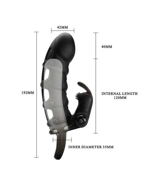 Pretty Love - Cuper - Penis Sleeve + Rabbit Vibrator - Zwart