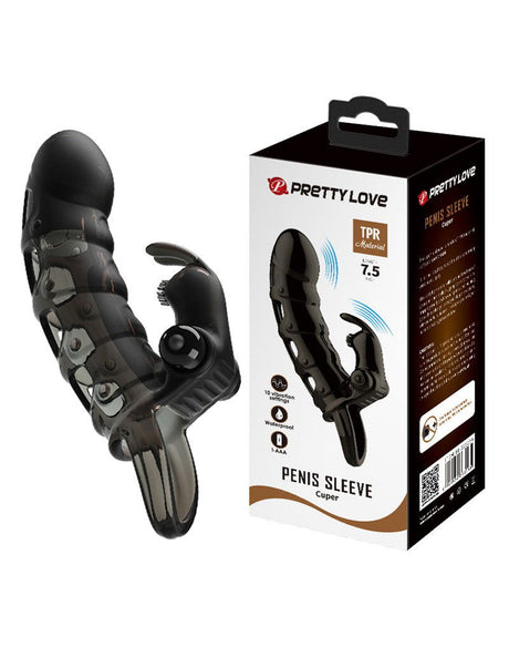 Pretty Love - Cuper - Penis Sleeve + Rabbit Vibrator - Zwart