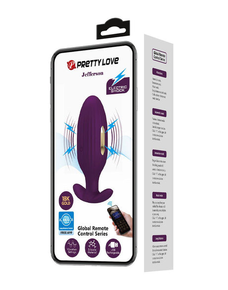 Pretty Love - Jefferson - Electric Shock Buttplug met Appbediening - Paars