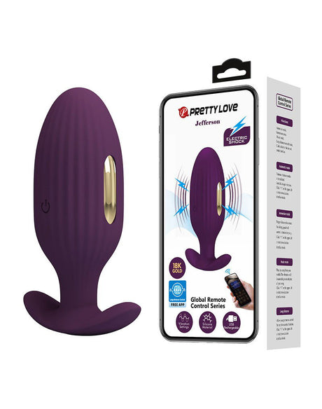 Pretty Love - Jefferson - Electric Shock Buttplug met Appbediening - Paars