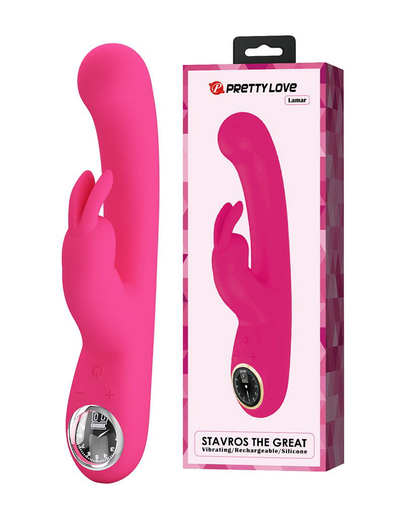 Pretty Love - Lamar - Rabbit Vibrator met Digitaal LED Display - Roze