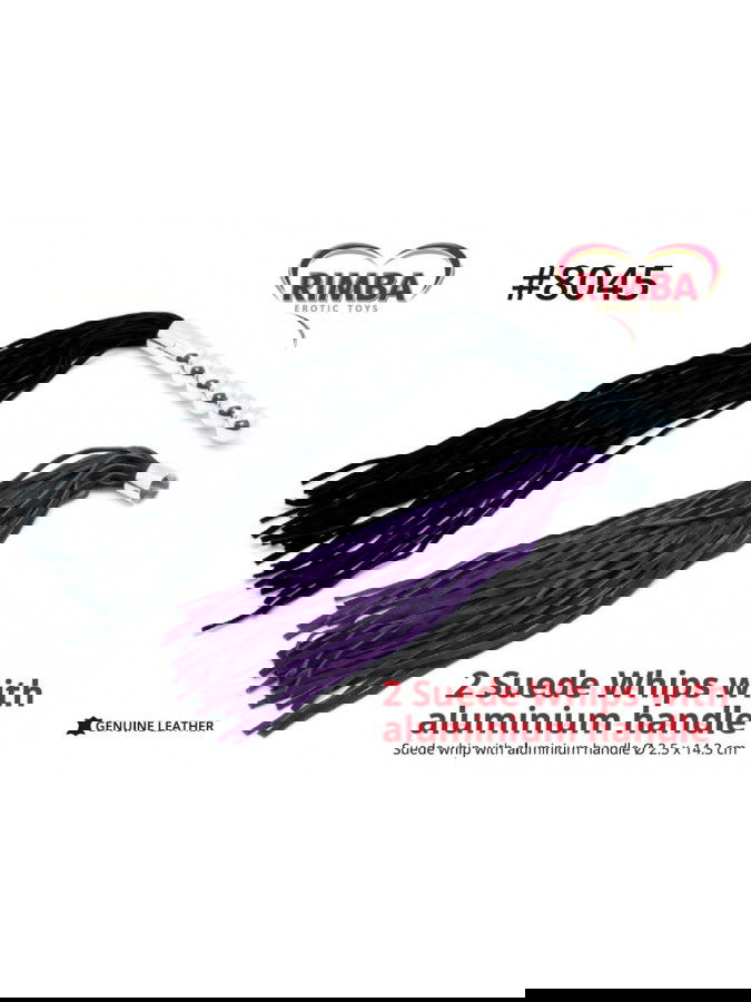 Rimba - 2 Suede zwepen met aluminium handvat