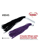 Rimba - 2 Suede zwepen met aluminium handvat