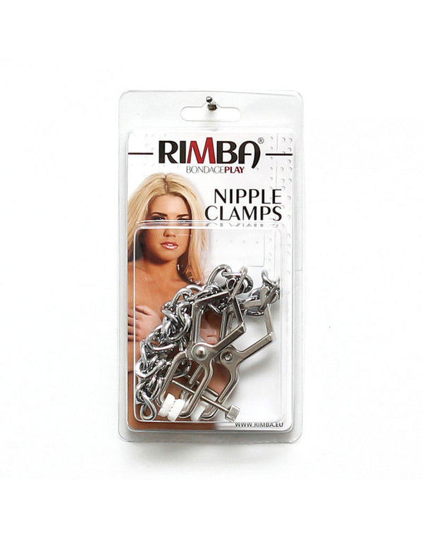 Rimba Bondage Play - Verstelbare Tepelklemmen met Ketting - Zilver
