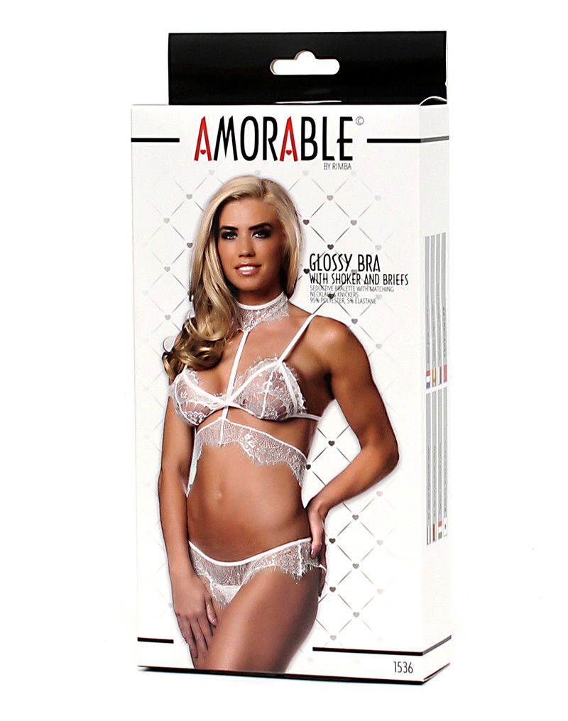 Amorable by Rimba - BH met bijpassende slip en choker - Wit