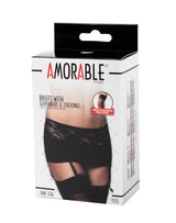 Amorable by Rimba - Slip met Jarretels en Kousen - One Size - Zwart