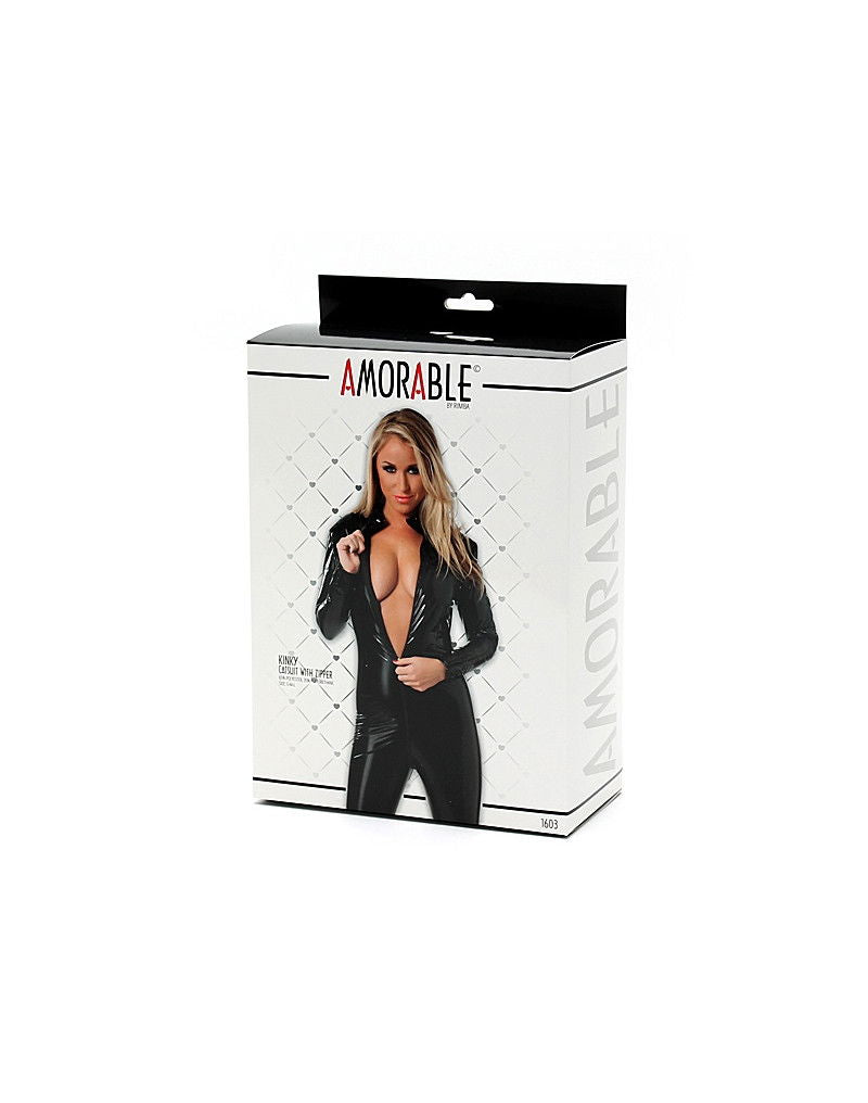 Amorable by Rimba - Wetlook Catsuit - Zwart
