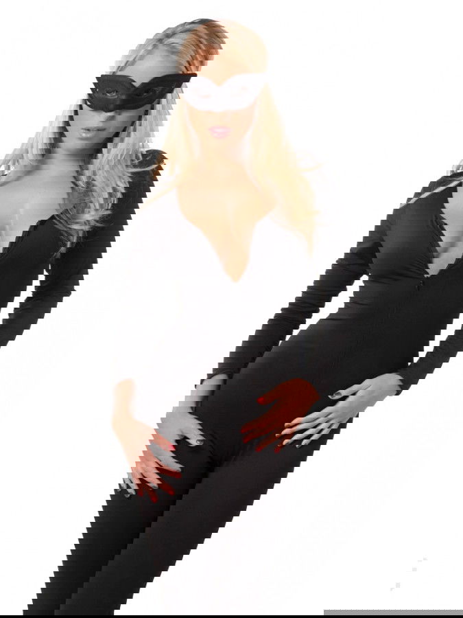 Rimba - Catsuit met lange Ritssluiting voor en oogmasker