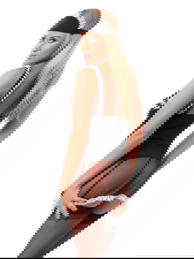 Amorable by Rimba - Dienster Uniform (5 delig) - Zwart / Wit